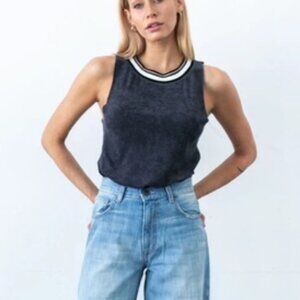35. Tribe Kelley Swanky Towel Tank - Gray White Size Small